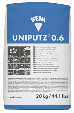 KEIM Uniputz 0.6 штукатурка ремонтная цементно-известковая усиленная армирующим волокном тонкослойная DE